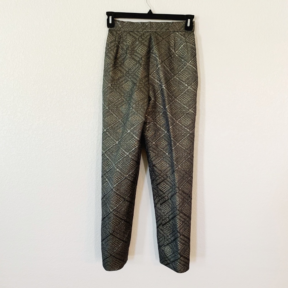 Bill Blass Metallic Gold Pewter Dress Pants